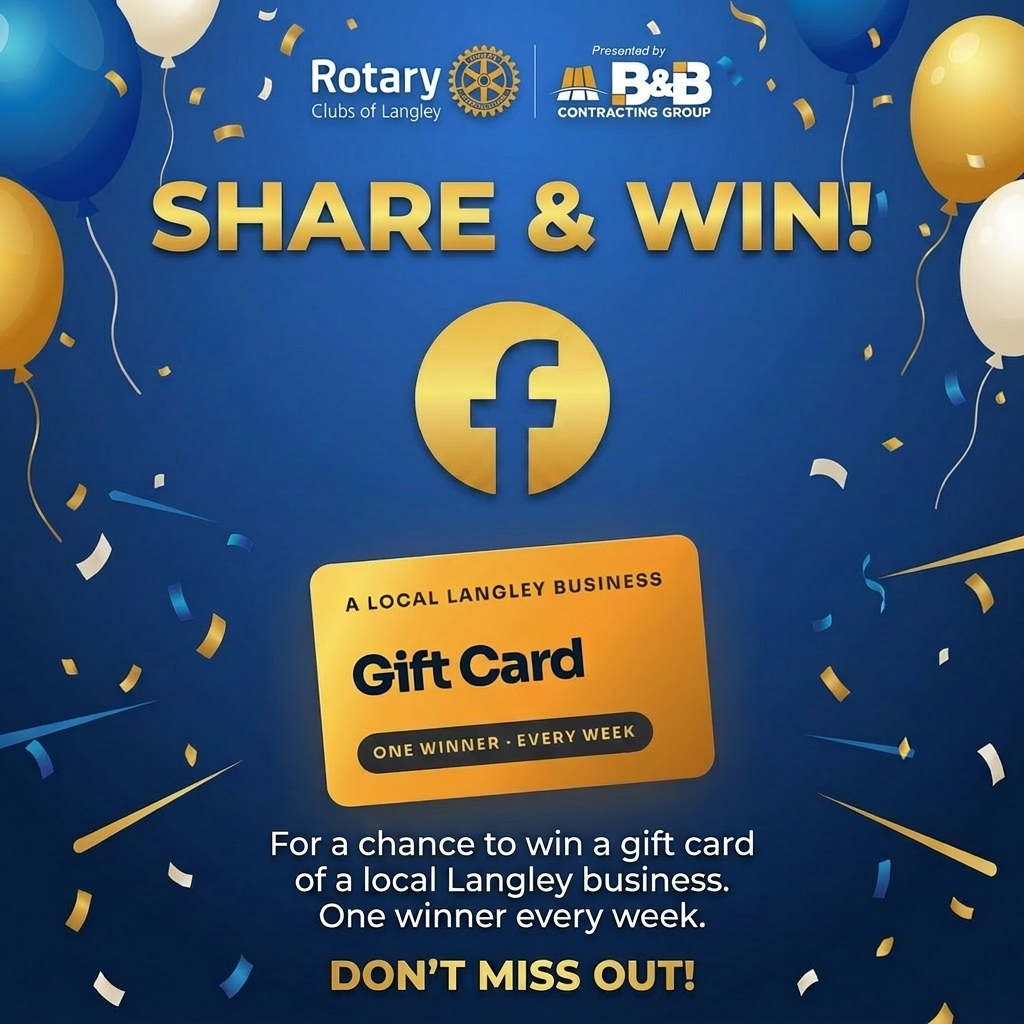 Share & Win - follow us on Facebook for a chance to win a local Langley business gift card. One winner every week.
